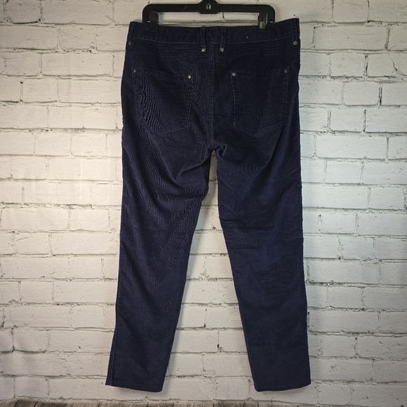 Athleta Navy Corduroy Pants Cotton Poly Stretch Womens 14 Boot Cut EUC - Picture 5 of 8